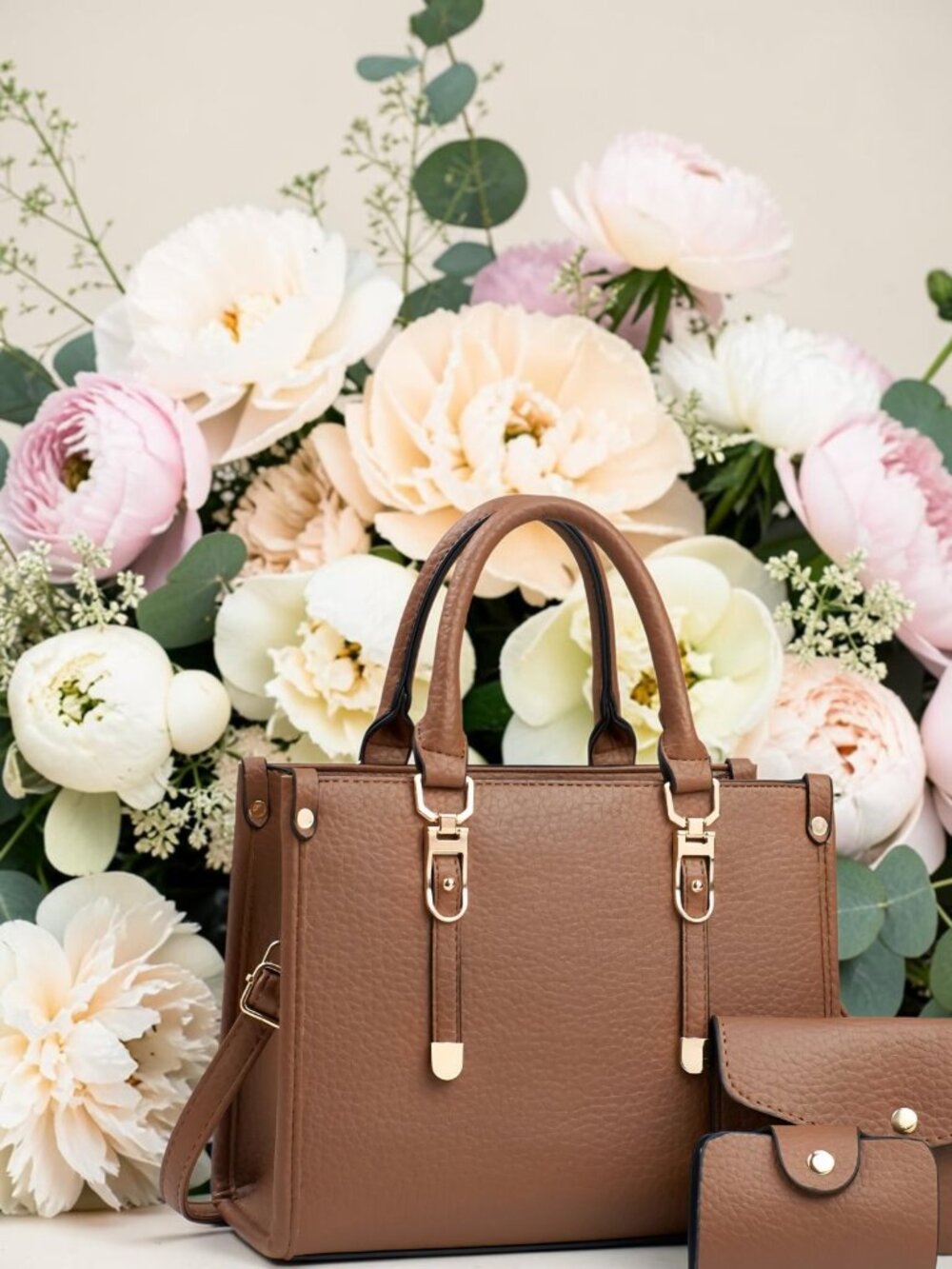 2025 New PU Leather 3‑Piece Women’s Handbag Set – Tote, Shoulder Bag & Wallet